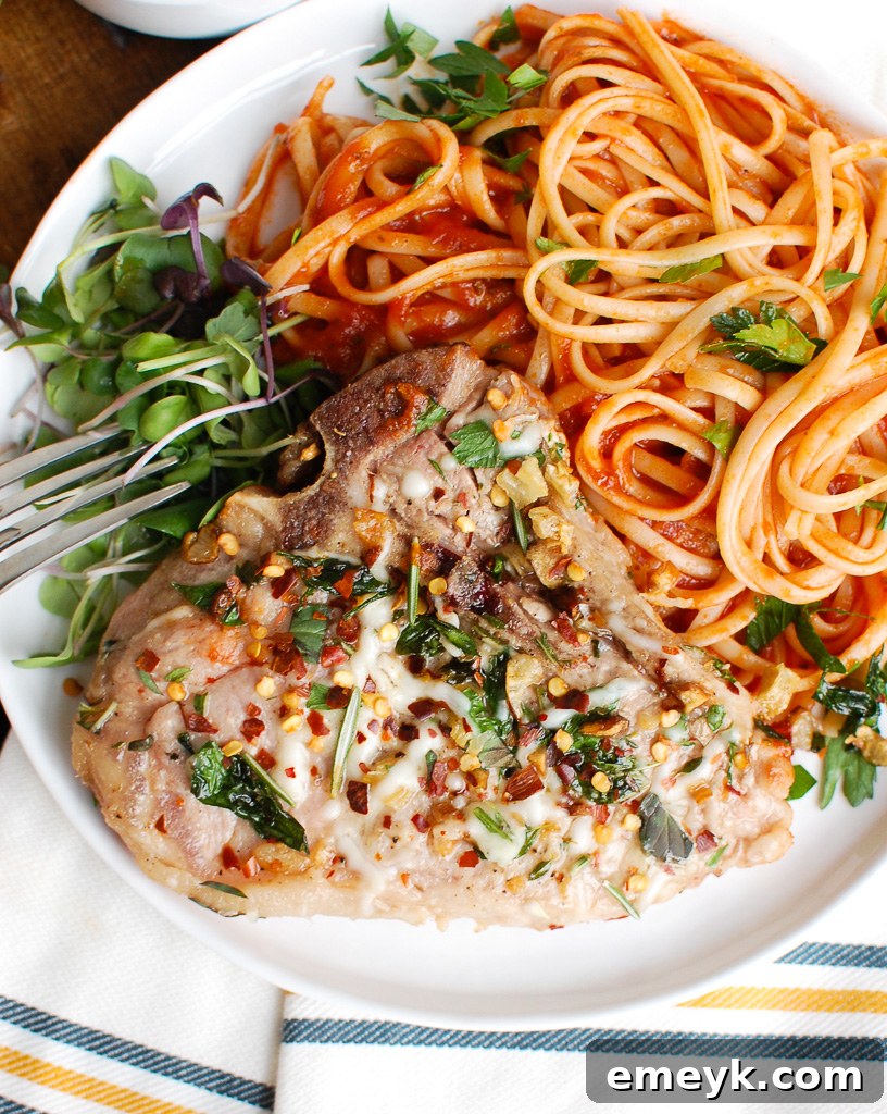 Easy Italian Style Veal Chops White Plate