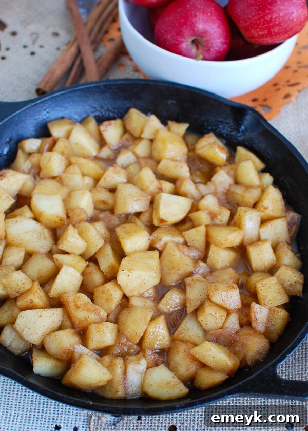 Easy Skillet Apples Side View - A delicious fall apple dessert or side