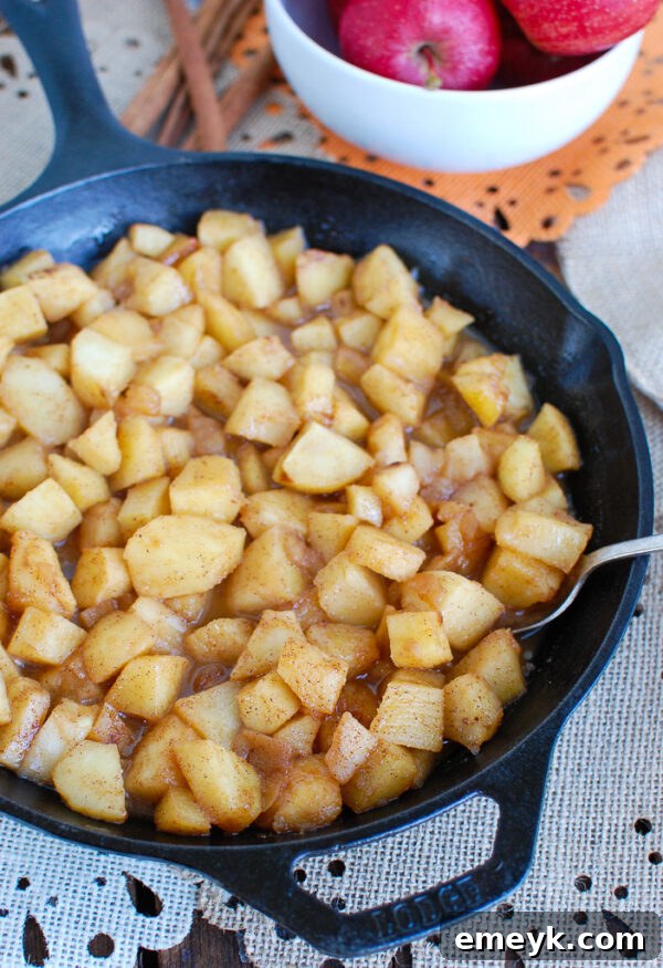 Easy Skillet Apples in Skillet - cooking apples in a pan, warm autumn dessert
