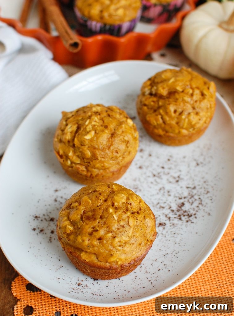 Easy Pumpkin Muffins arranged on a white platter, ready to be served