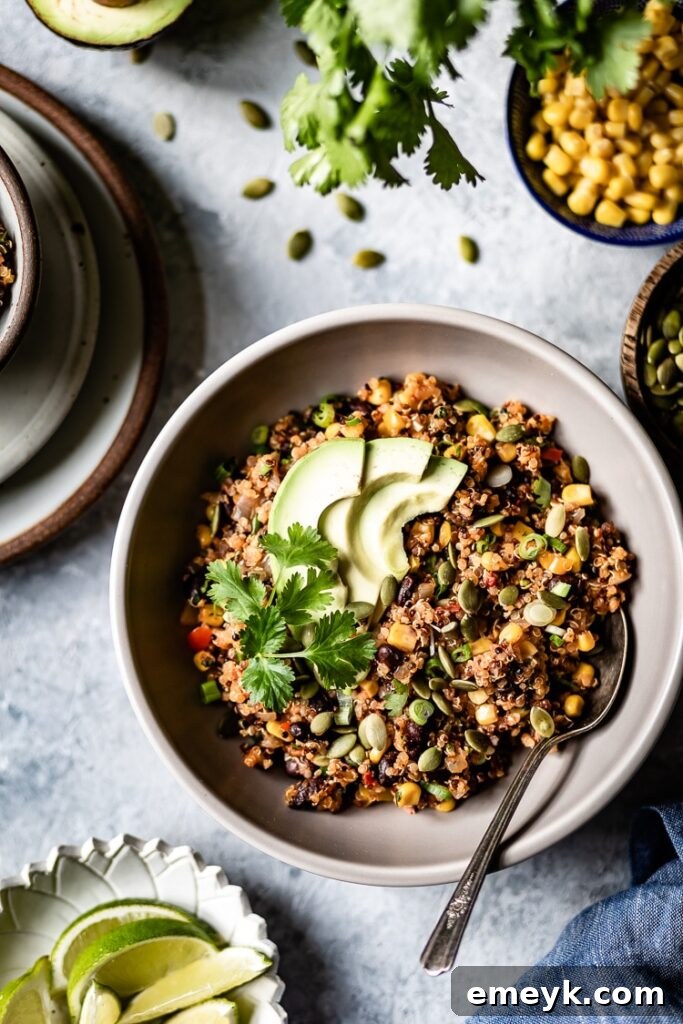 Plant-Powered Plates: 20 Recipes for Peak Energy and Vitality 16 One Pan Mexican Quinoa, a colorful and complete meal with quinoa, beans, corn, and spices.