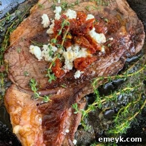 Pan-Seared Ribeye Steaks with Goat Cheese and Sun-Dried Tomatoes 1200 x 1200