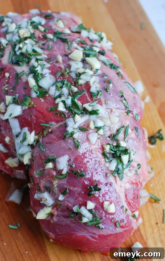 Flawless Roast Beef Every Time 3 Fresh garlic and rosemary for the roast beef rub