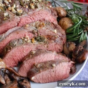 The Best Roast Beef Recipe on a white platter