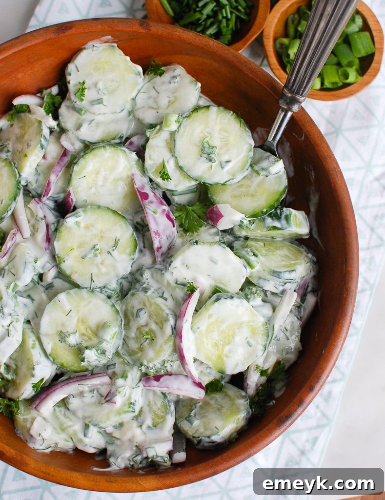 Creamy Cucumber Salad with a Spoon