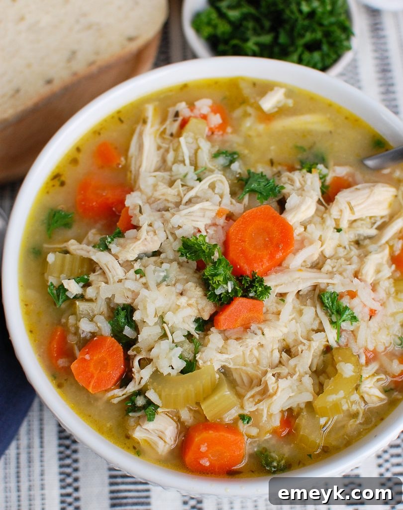 Chicken and Rice Soup with spoon