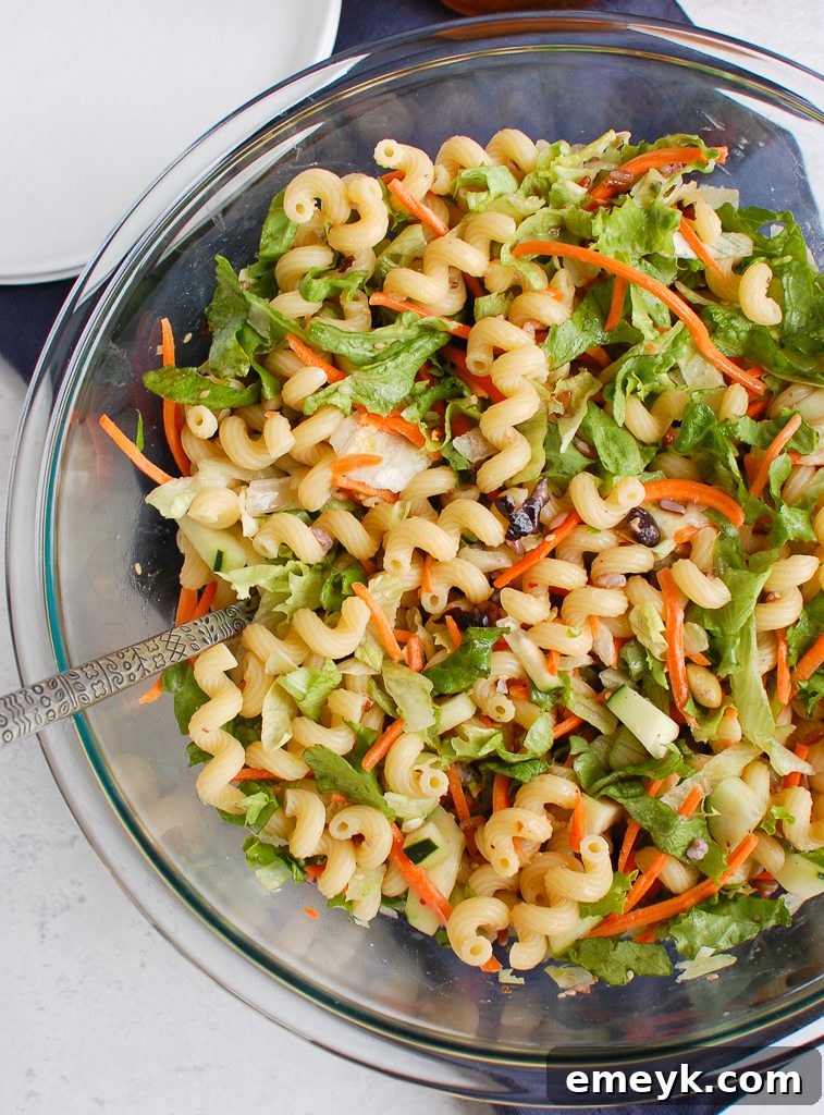Asian Pasta Salad with spoon 