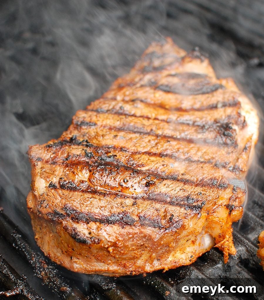 Grilled Ribeye Steak on a hot grill