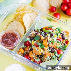 Healthy vegetarian Black Bean Quinoa Salad, perfect for meal prep