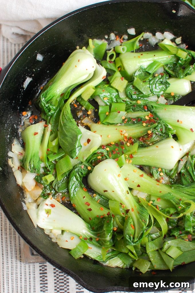Effortless Bok Choy Perfection 5 Easy Bok Choy Recipe in black skillet