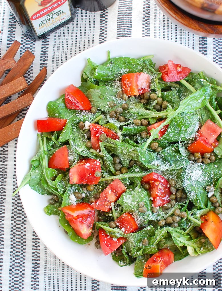 Arugula Salad with Capers with tomatoes