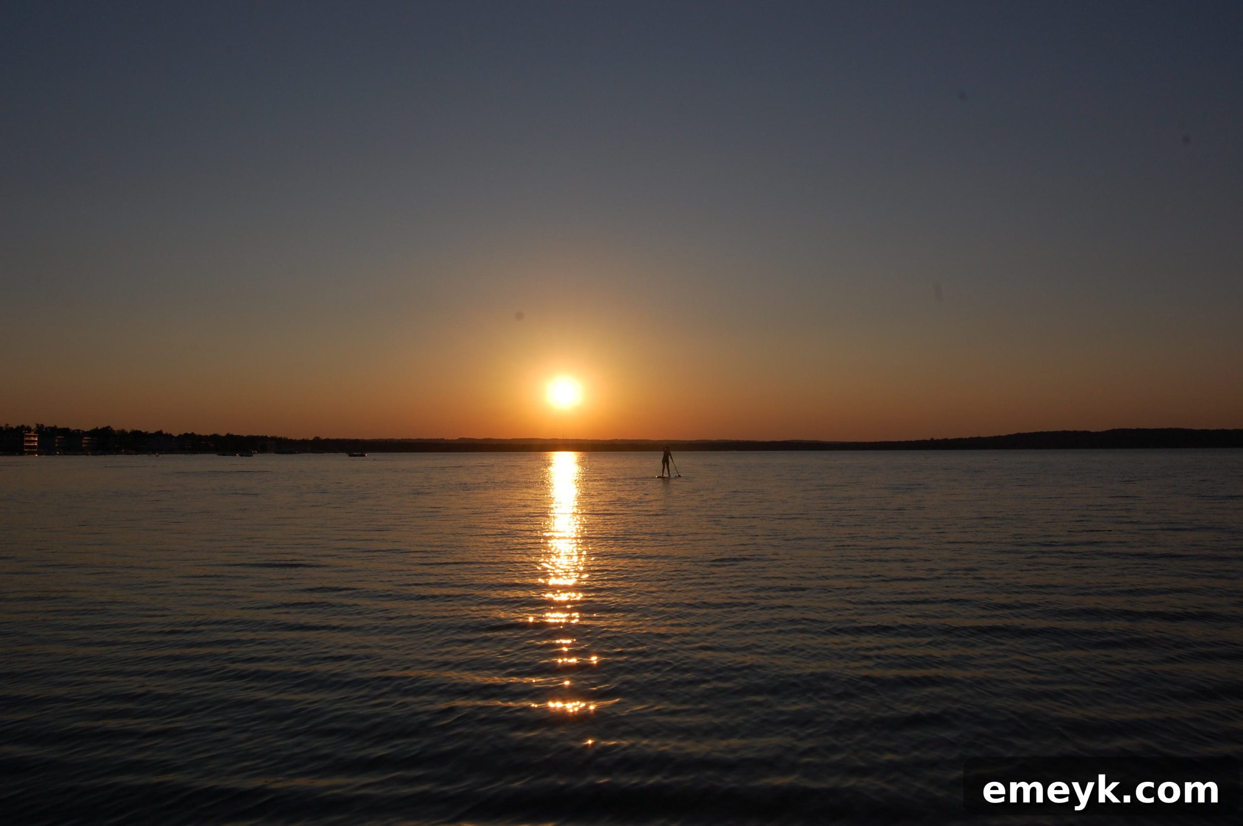 Serene sunset over Lake Michigan in Traverse City, Michigan