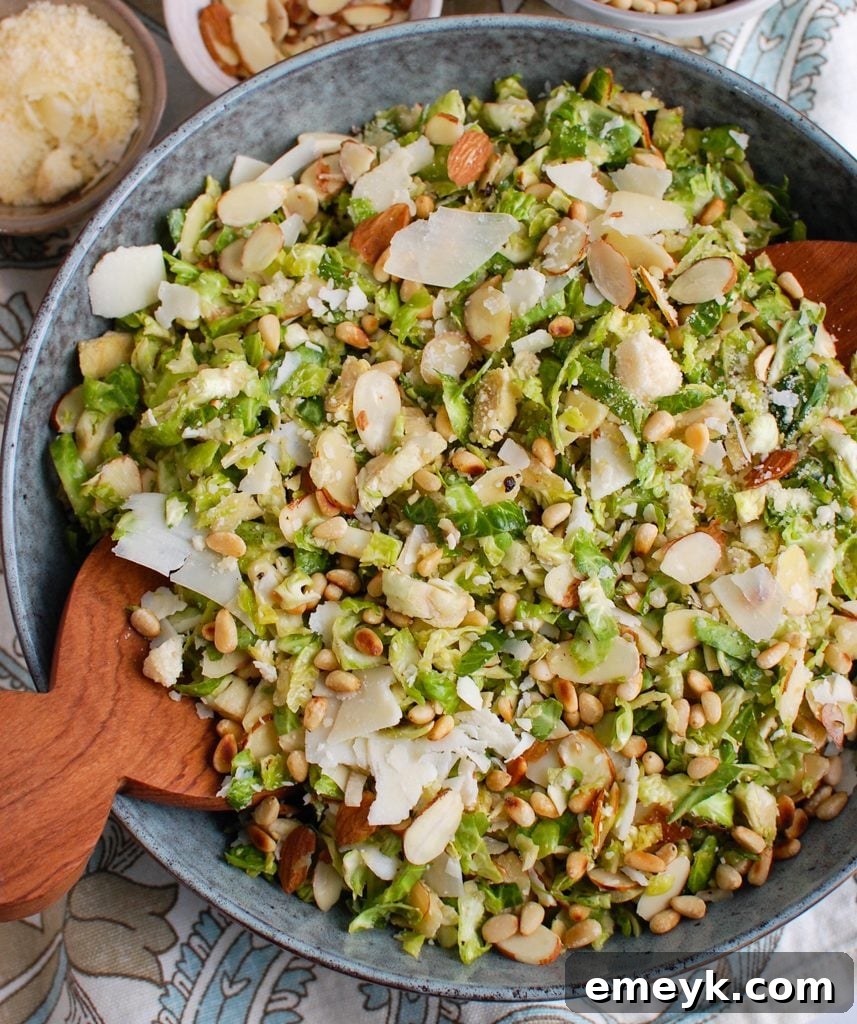 Shaved Brussels Sprouts Salad with pine nuts