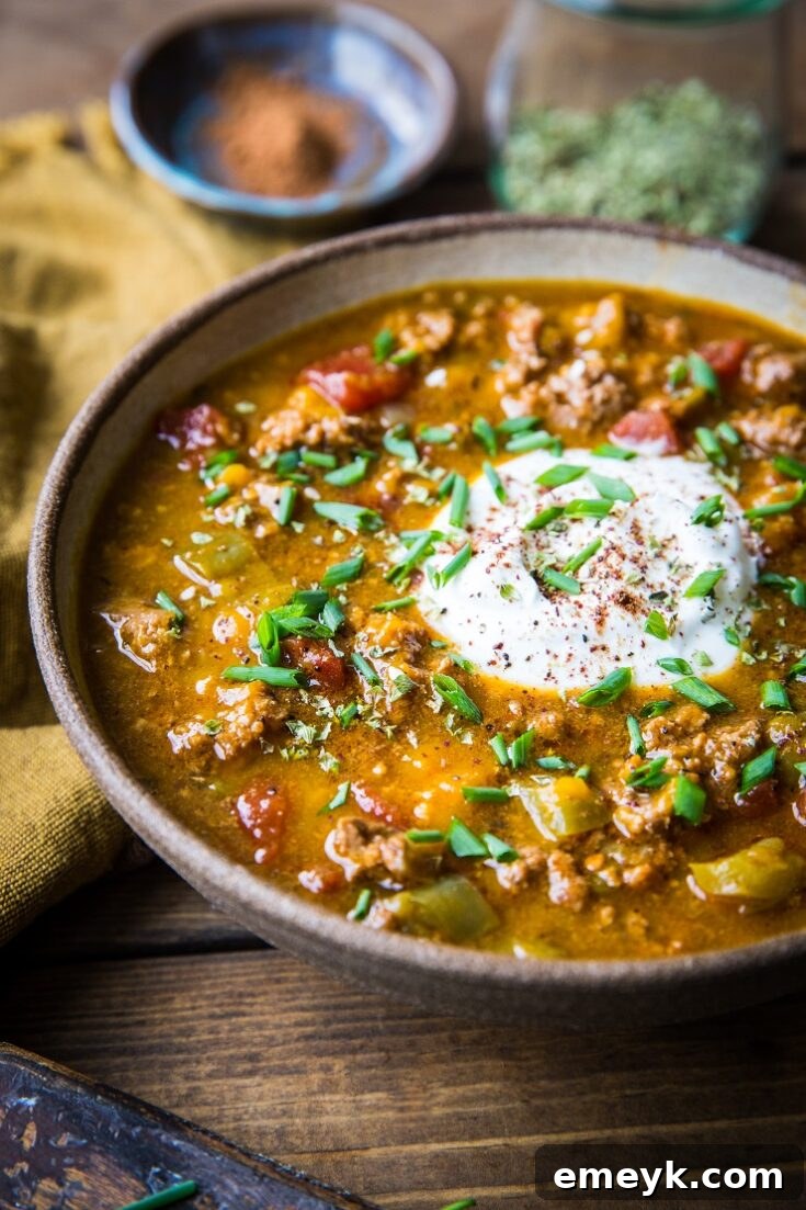 Unique Instant Pot Paleo Pumpkin Chili with ground beef and warming spices