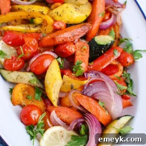 Mediterranean Roasted Vegetables in white platter
