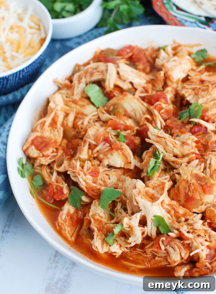 Effortless Instant Pot Shredded Chicken 4 Easy Instant Pot Shredded Chicken with salsa being added, showcasing the cooking process