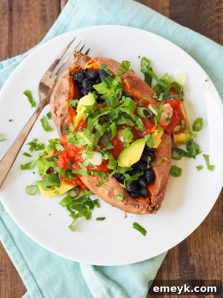 Vegan Chipotle Stuffed Sweet Potatoes with a savory black bean filling