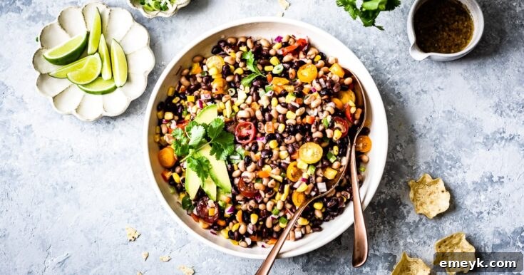 Vibrant Texas Caviar with black beans, corn, and bell peppers in a bowl