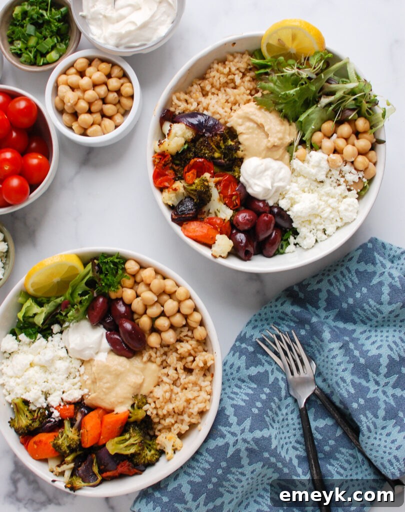Mediterranean Buddha Bowl, two bowls prepared