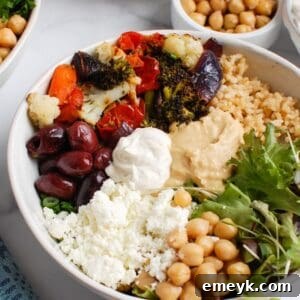 Mediterranean Buddha Bowl in a white bowl