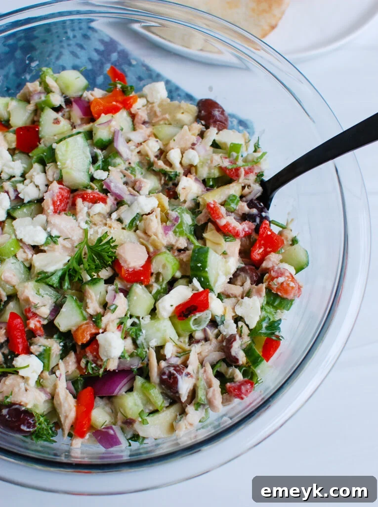 Mediterranean Sunshine Tuna Salad 5 Mediterranean Tuna Salad with spoon