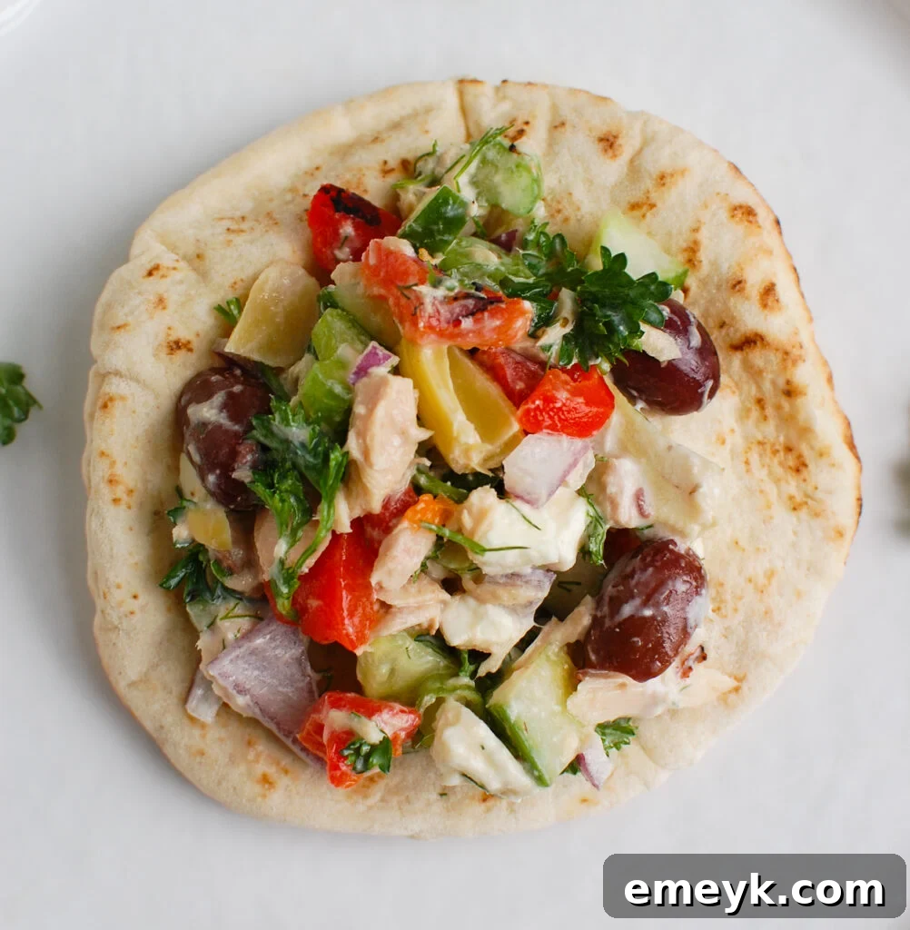 Mediterranean Sunshine Tuna Salad 6 Mediterranean Tuna Salad on pita