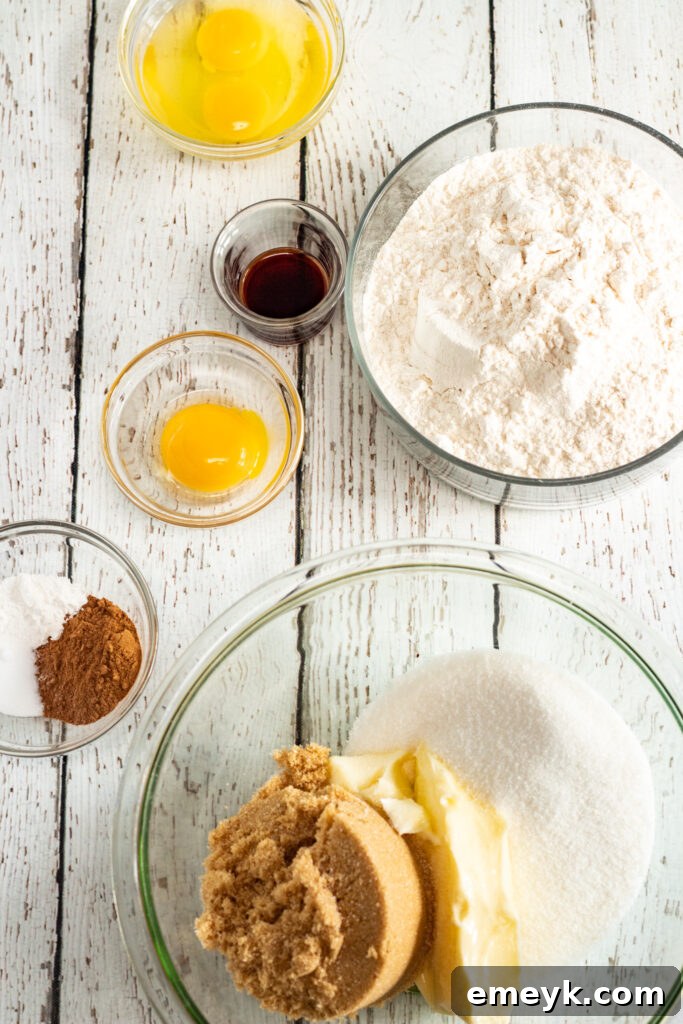 Arrangement of fresh ingredients for Pumpkin Snickerdoodles, highlighting key components
