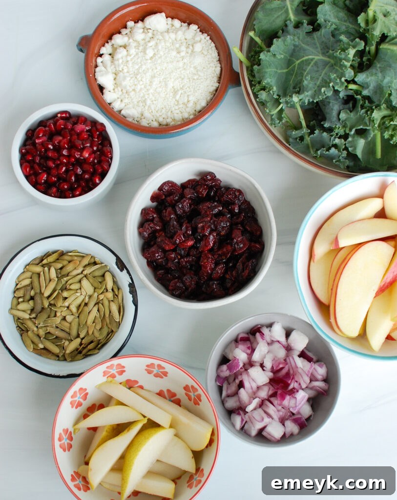 Easy Fall Salad ingredients on white board