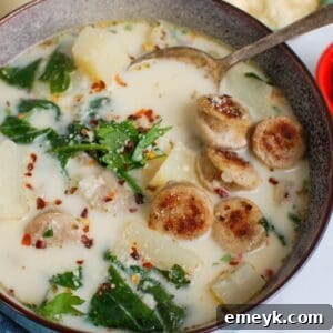 Slow Cooker Zuppa Toscana, appetizing full shot