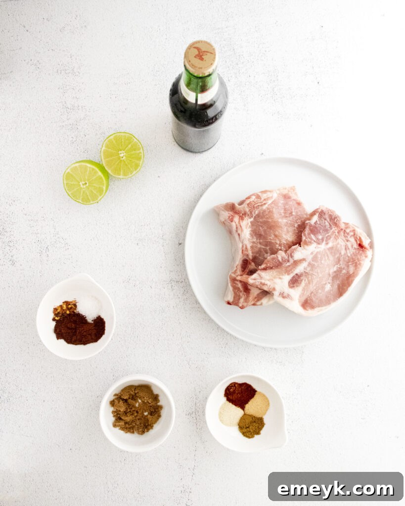 Instant Pot Carnitas recipe ingredients laid out on a table