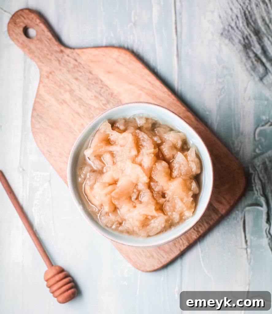 A close-up of freshly made Instant Pot Applesauce, highlighting its wholesome texture.