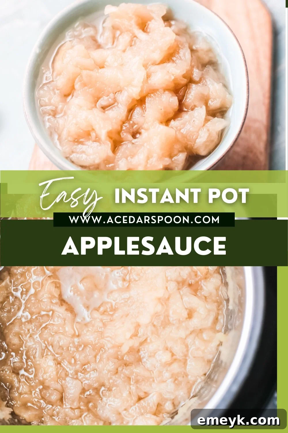 Instant Pot Applesauce with a culinary blog logo.