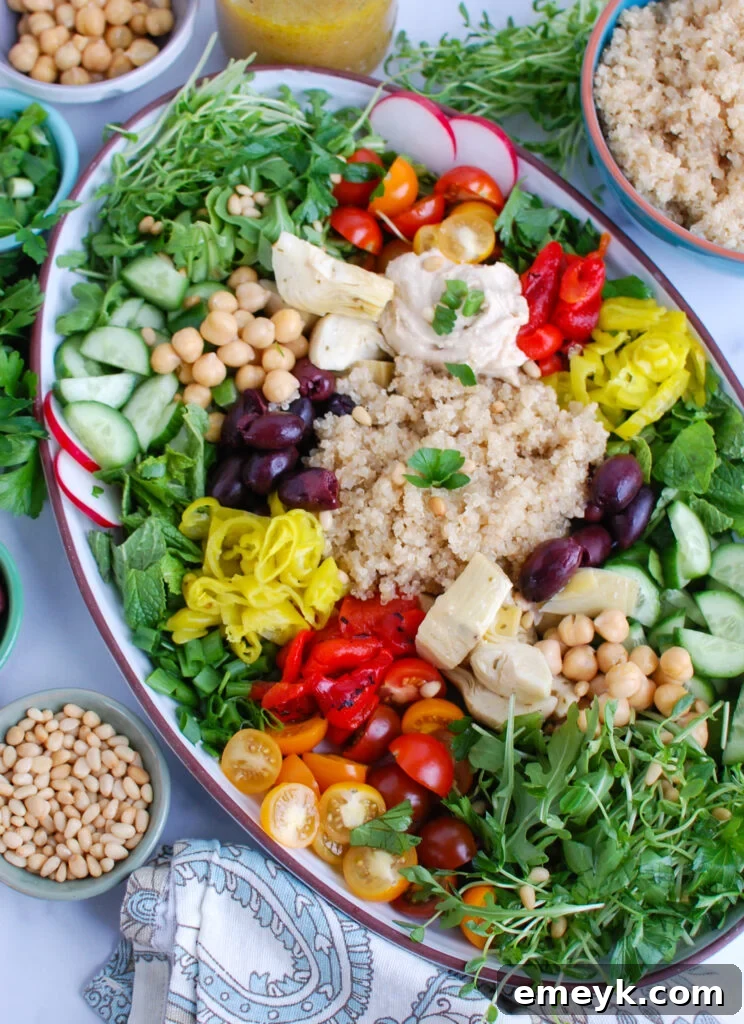 Greek Quinoa Bowl with artichokes and olives