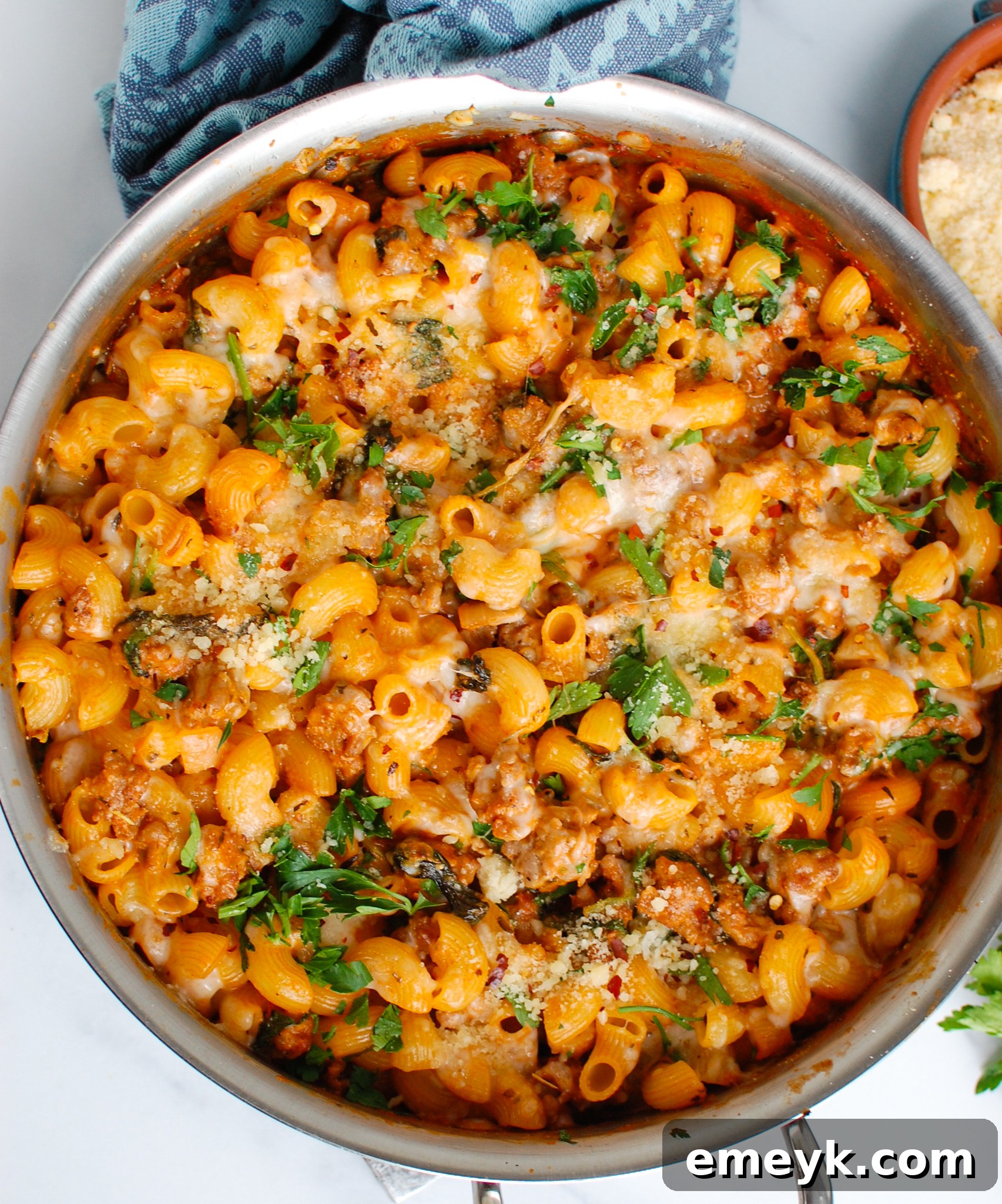 Spicy Sausage Pasta with parsley
