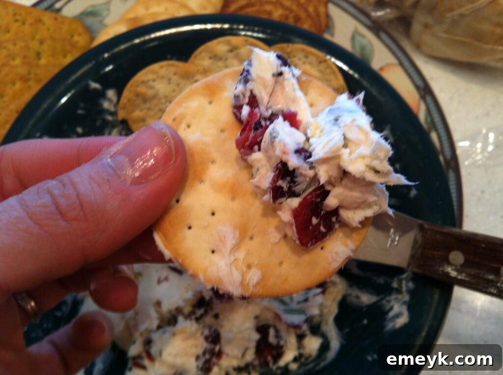 Rosemary Cranberry Spread paired with crackers for a festive dip