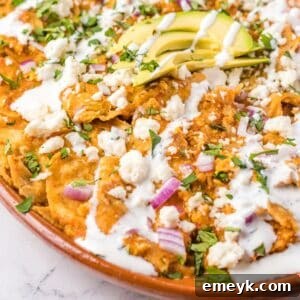 Chilaquiles Rojos on a platter 1200 x 1200