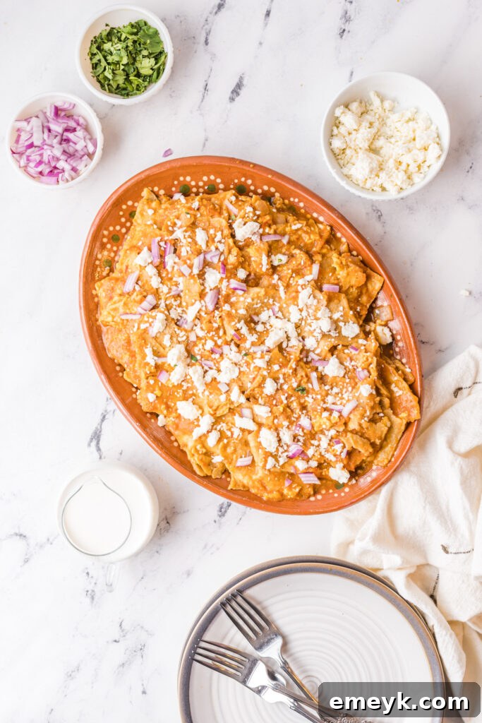 Chilaquiles Rojos Recipe on a plate.