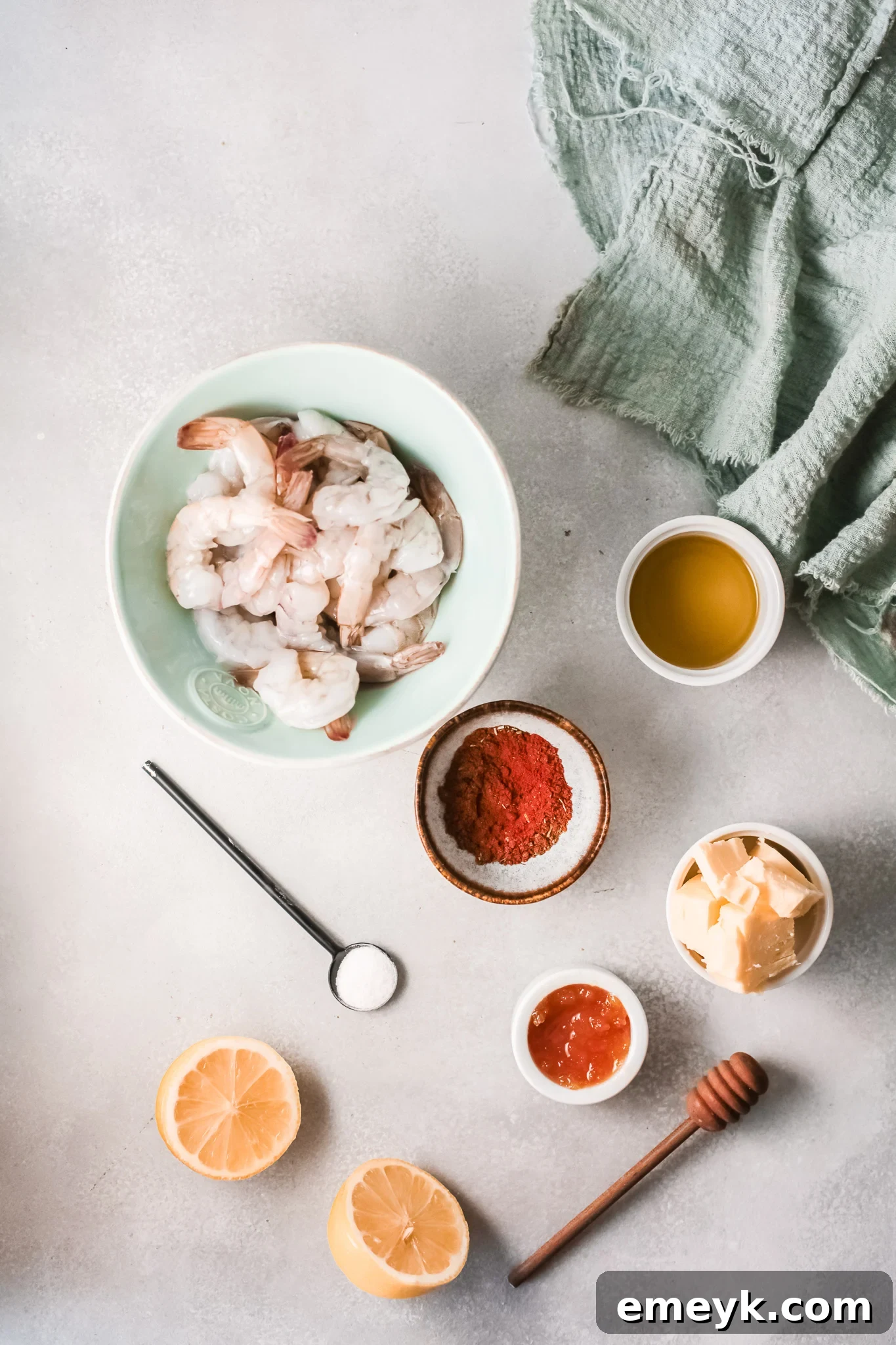 Fresh ingredients laid out for Easy Cajun Shrimp recipe preparation.