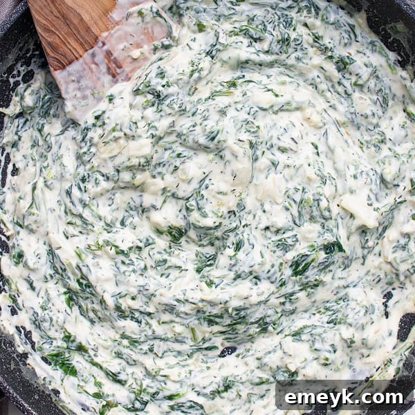 Quick Creamed Spinach prepared with cream cheese in minutes.