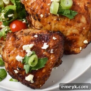 Air Fryer Mediterranean Chicken Thighs, perfectly cooked.