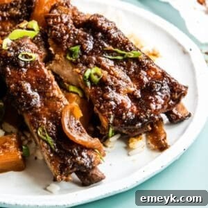 A delicious serving of Slow Cooker Hawaiian Pork Ribs