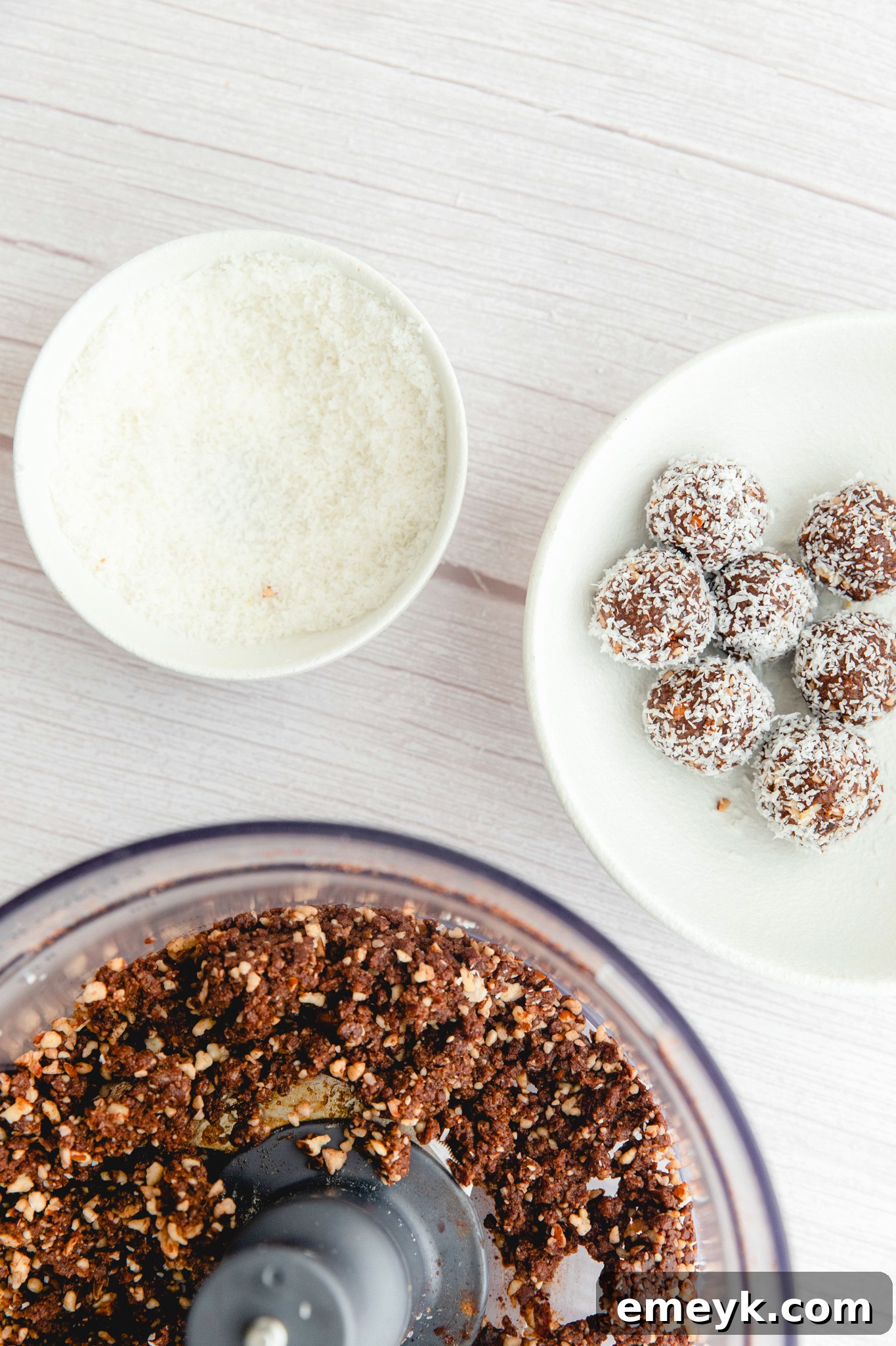Medjool dates in a wooden bowl, highlighting the key ingredient for protein balls.