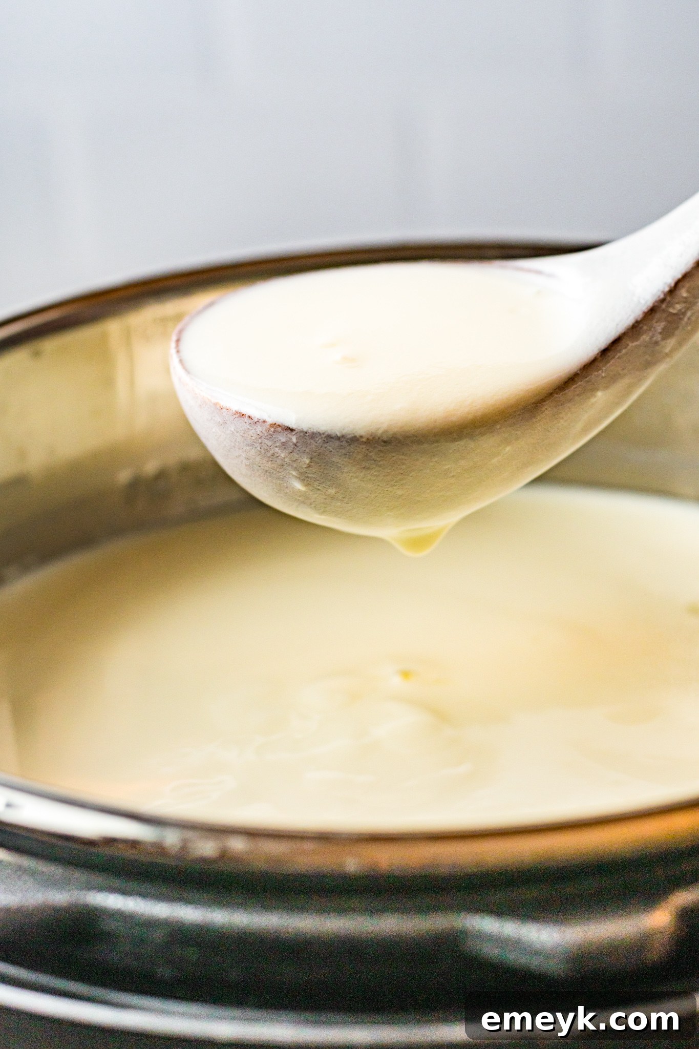 A spoonful of creamy Instant Pot Yogurt, highlighting its perfect texture.