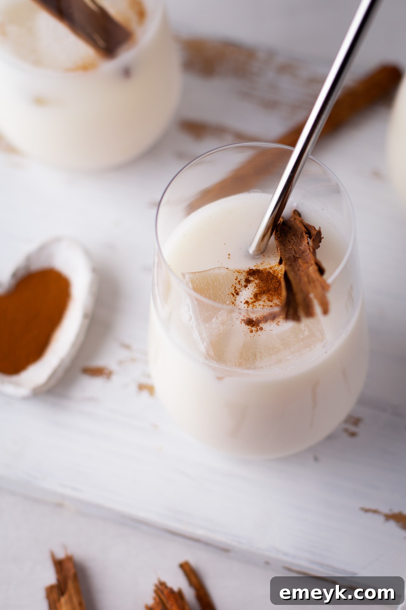Creamy Homemade Horchata 4 Horchata Recipe with cinnamon sticks soaking with rice.