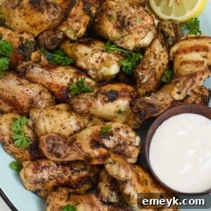 Grilled Mediterranean Chicken Wings with fresh herbs.