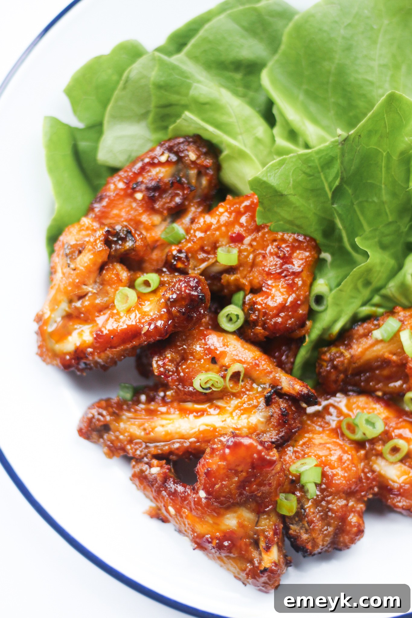 Air Fryer Chicken Wings Recipe with green onions and sesame seeds.