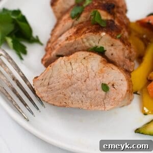 Air Fryer Pork Tenderloin recipe card featured image.
