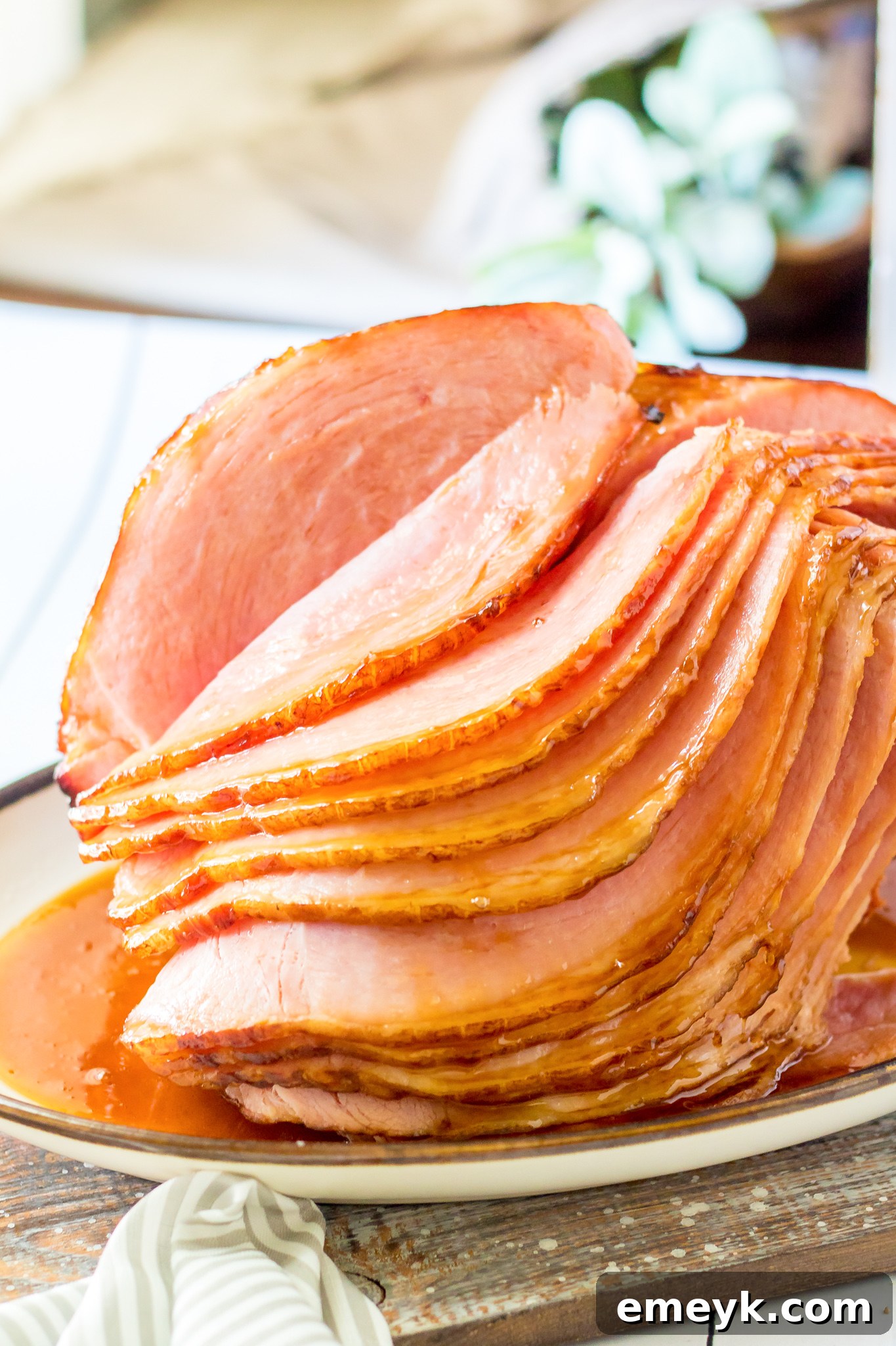 Apple Cider Glazed Ham Recipe on a platter, ready to serve.
