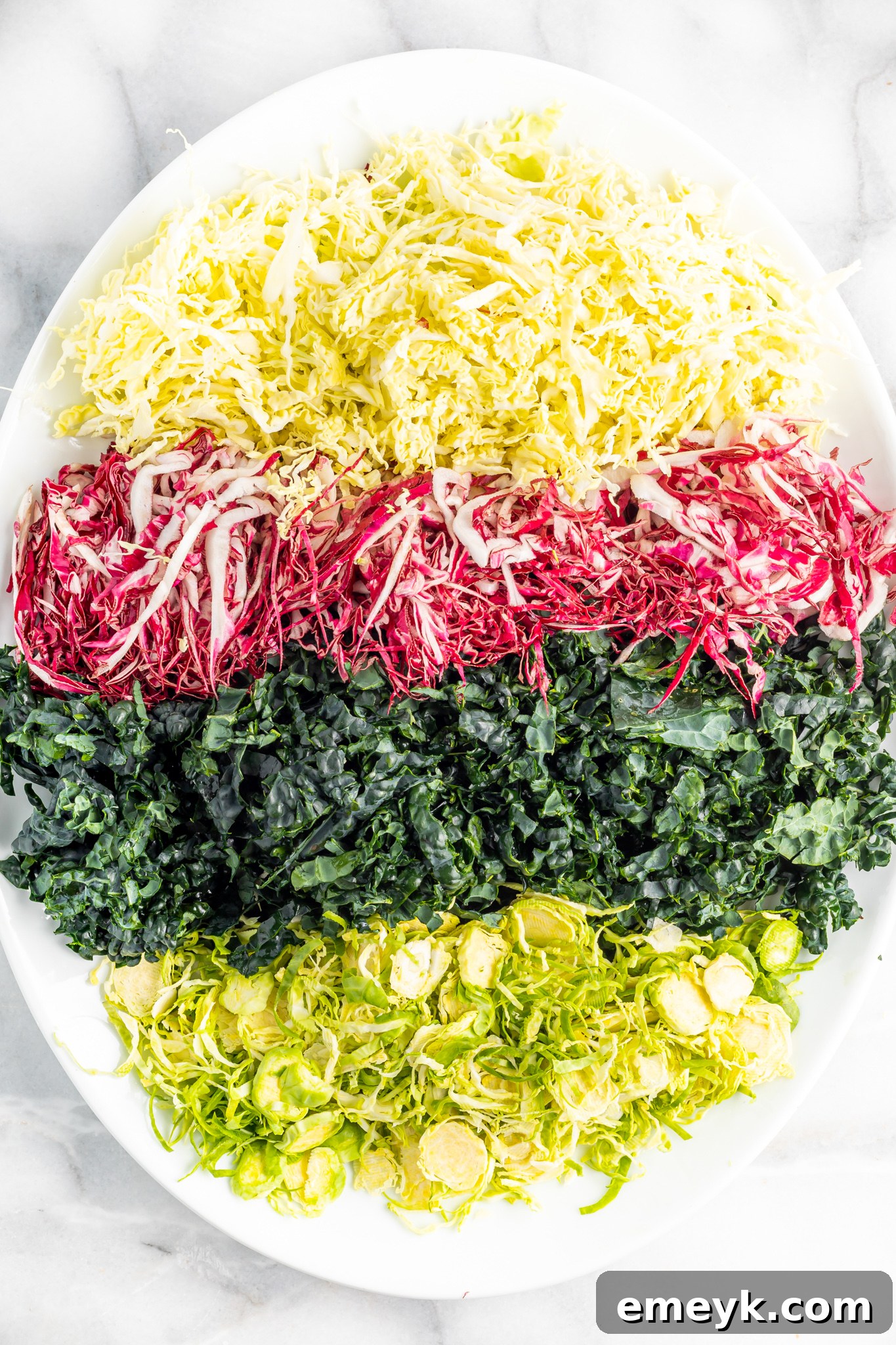 Vibrant Kale Crunch 6 Winter Coleslaw Salad cabbage on a platter.