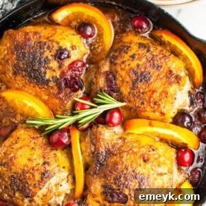 Easy Cranberry Baked Chicken Thighs on a serving platter